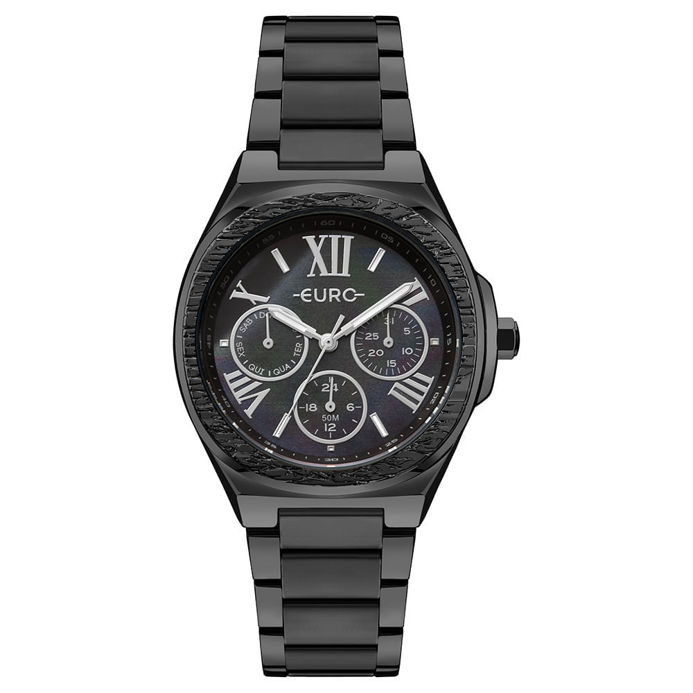 Relógio Euro Feminino Multiglow Preto - EU6P79AH/4P