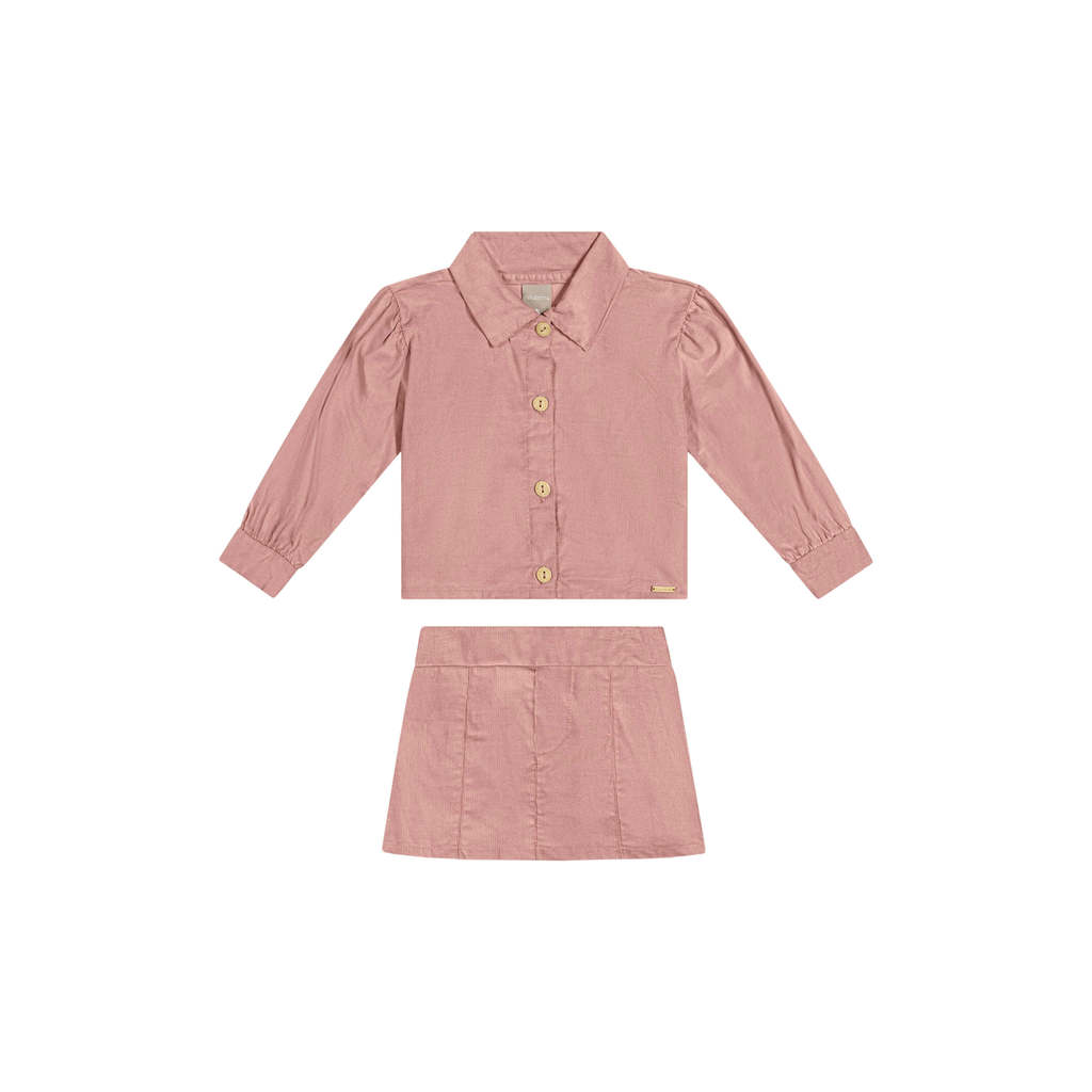 Conjunto Infantil Menina Veludo Cotelê Colorittá Rosa · foto 2