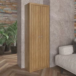 Armário para Escritório 171,5x60cm com 2 Portas e 5 Prateleiras ME4105 Marrom/Amendoa Amêndoa