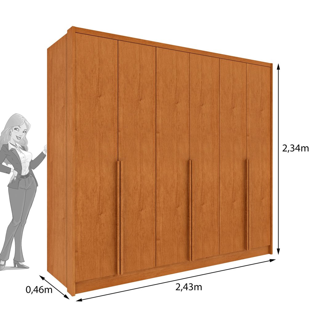 Guarda Roupa Casal 100% MDF 6 Portas 6 Gavetas Sol 243cm Yescasa Bege/Cinamomo Cinamomo — imagem 2 de 2