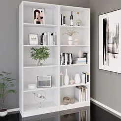 Kit 2 Estantes para Livros Multiuso 5 Nichos 175CMX104CM Montreal Yescasa Branco Branco