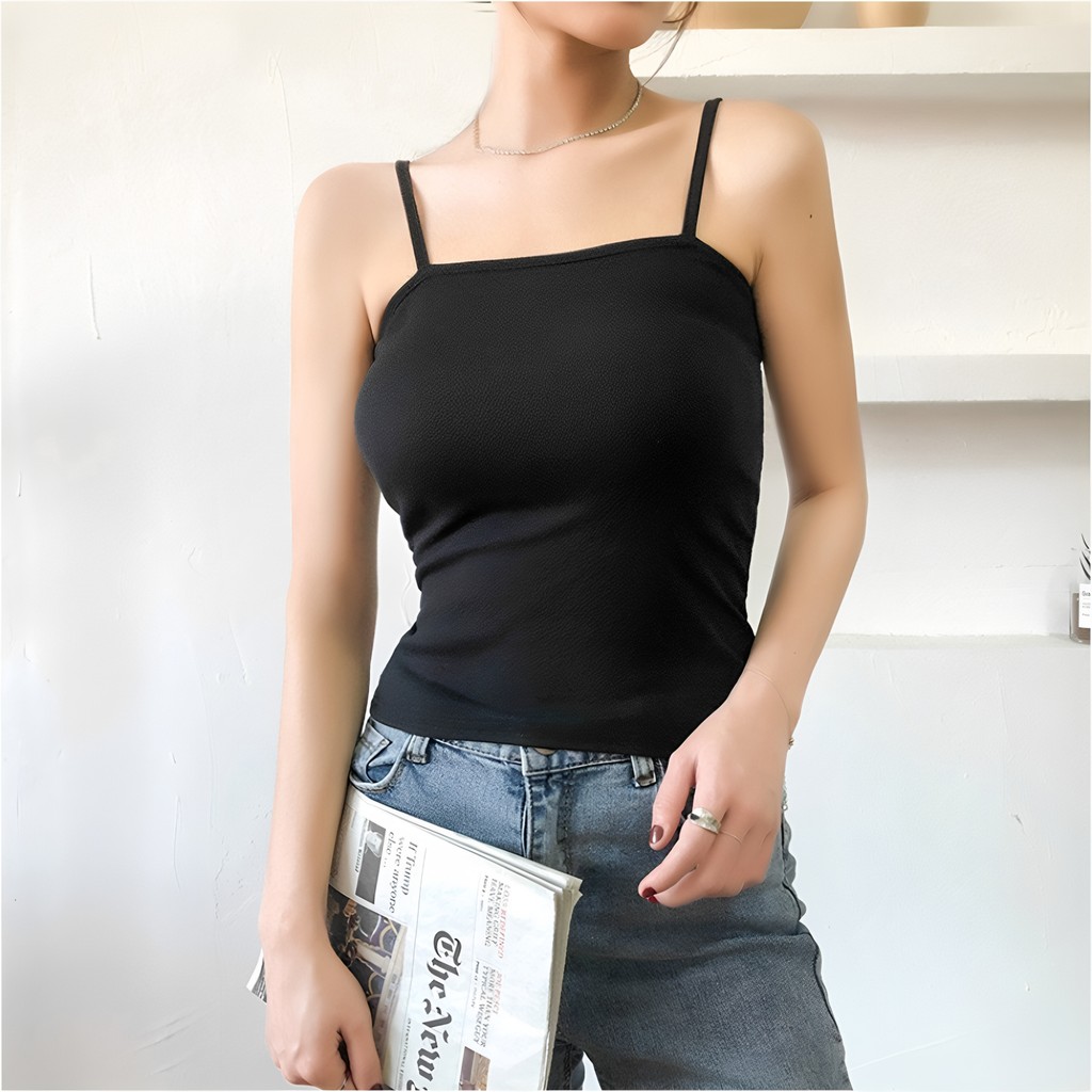 Versão coreana verão Modal topo senhoras pequena camisola meio comprimento colete U-pescoço colete fino-ajuste alta elás