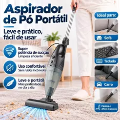 Aspirador de Pó Doméstico Vertical Portátil Sucção Forte 14000PA 127V Design Ergonômico para Limpeza Rápida e Eficient