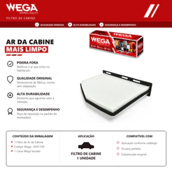 Filtro Do Ar condicionado cabine VW EOS JETTA PASSAT TIGUAN FUSCA – Wega AKX1100