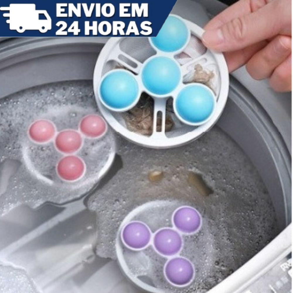 Kit 1/3 Coletor Com Bolinhas Filtro de Fiapos Cabelos Pelos De Maquina de Lavar Tirar Pelo...