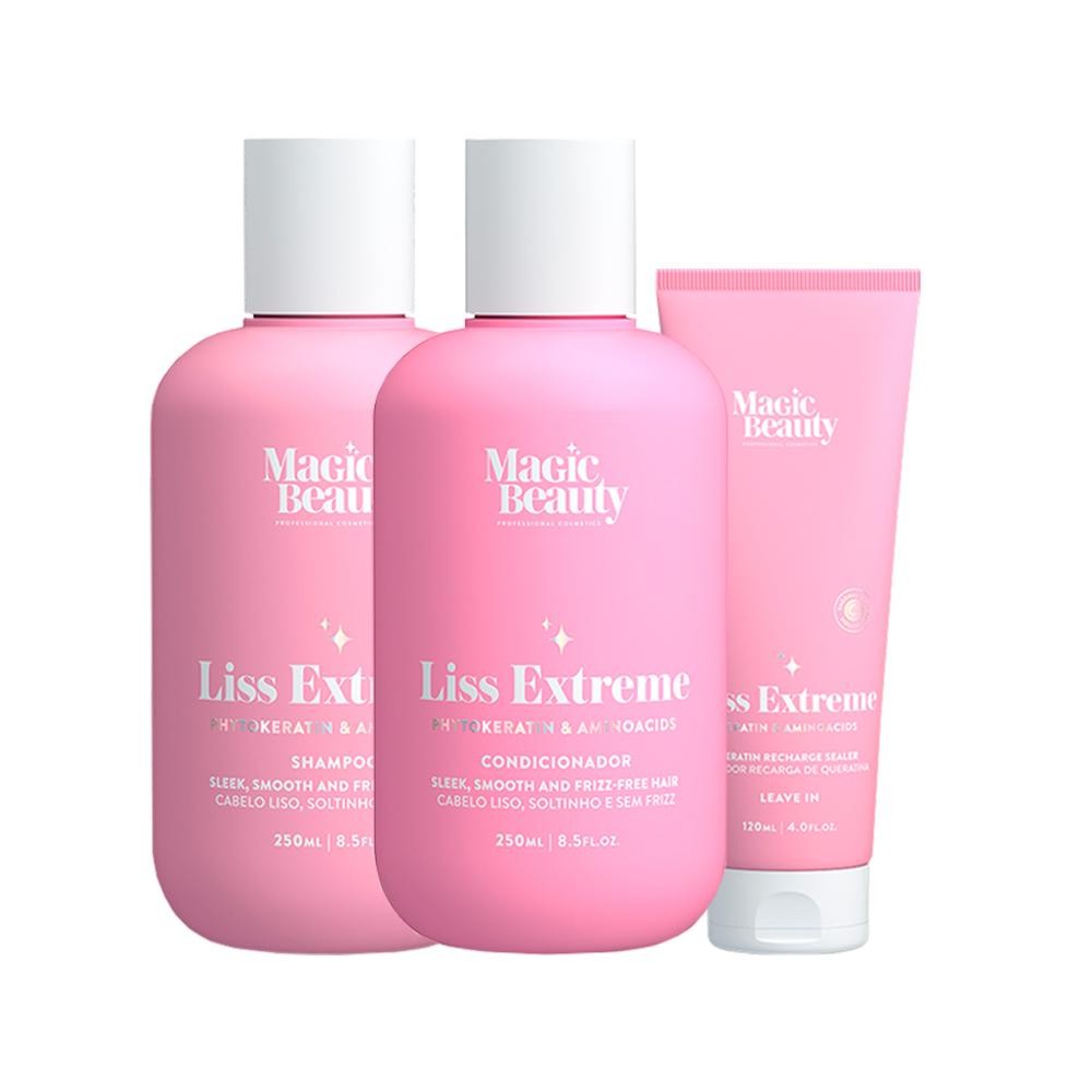 Kit Magic Beauty Liss Extreme - Shampoo 250ml e Condicionador 250ml e Selador Queratina 120ml