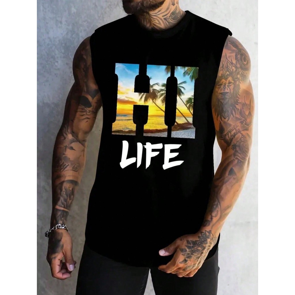 Camisa Oversized Regata Praia Streetwear Estampada Hi Life  Camiseta Cavada Unissex Camiseta Larga Algodão Masculina