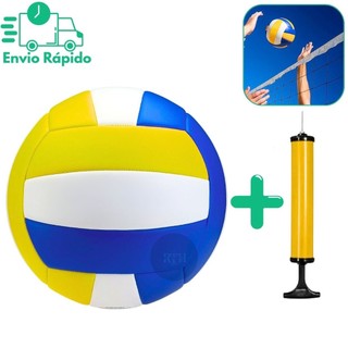 Bola De Vôlei E Bomba De Ar Portátil Manual Para Praia Quadra Diversão Jogo