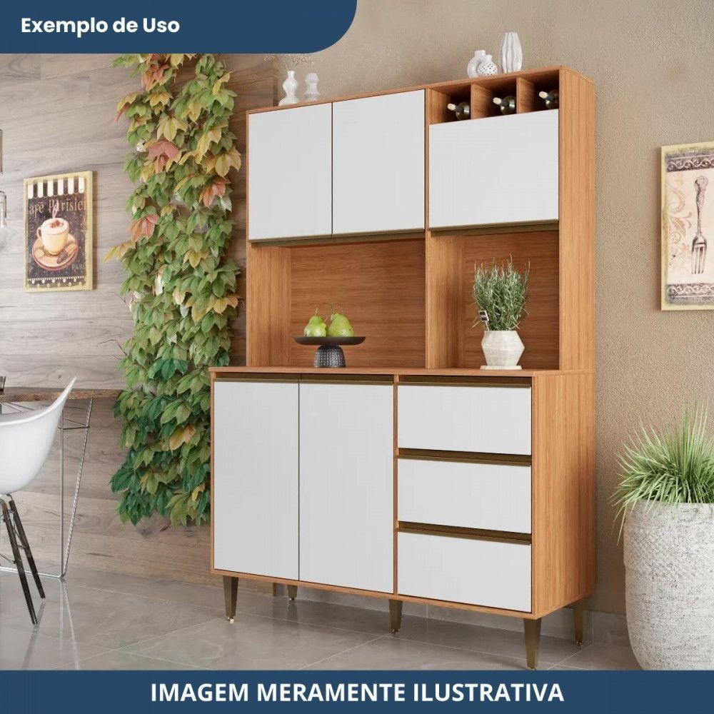 Armário De Cozinha 5 Portas 3 Gavetas Versatti Batrol Freijo Com Off White