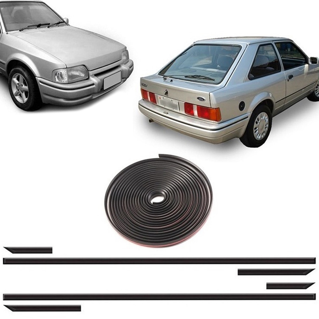 Kit  Jogo Friso Parachoque + Lateral Escort Xr3 87 A 92 Escort Hobby 92 A 95 Apollo Verona 2 Portas Preto