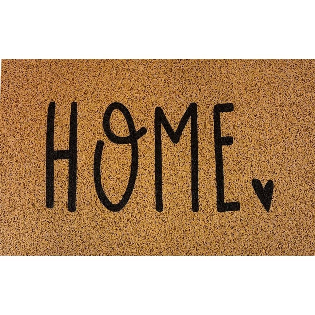 Tapete Porta Entrada Casa Capacho Vinil 40cm x 60cm Home Coração Ouro