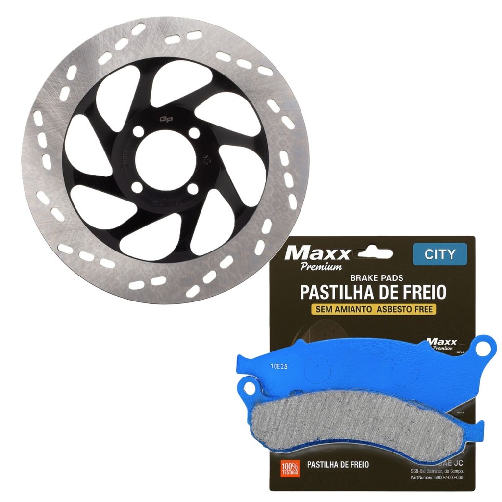 Disco de Freio Dianteiro P/ Haojue Chopper Road 150 + Pastilhas