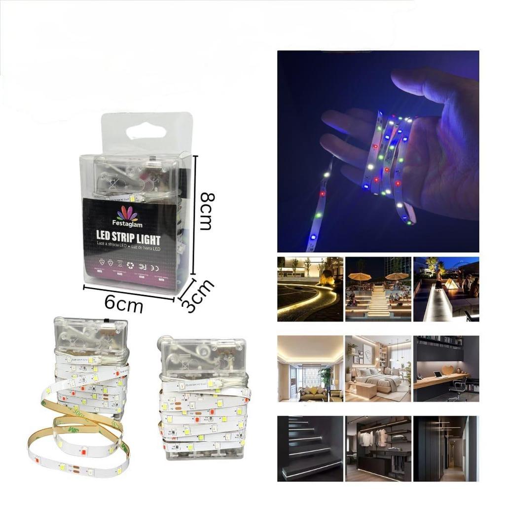 10 Fita De Led De Pilha Fio Led  Autocolante 2m 120 LEDs Cordão Mangueira Decoração Casa Tv Móvel em Oferta na Shopee