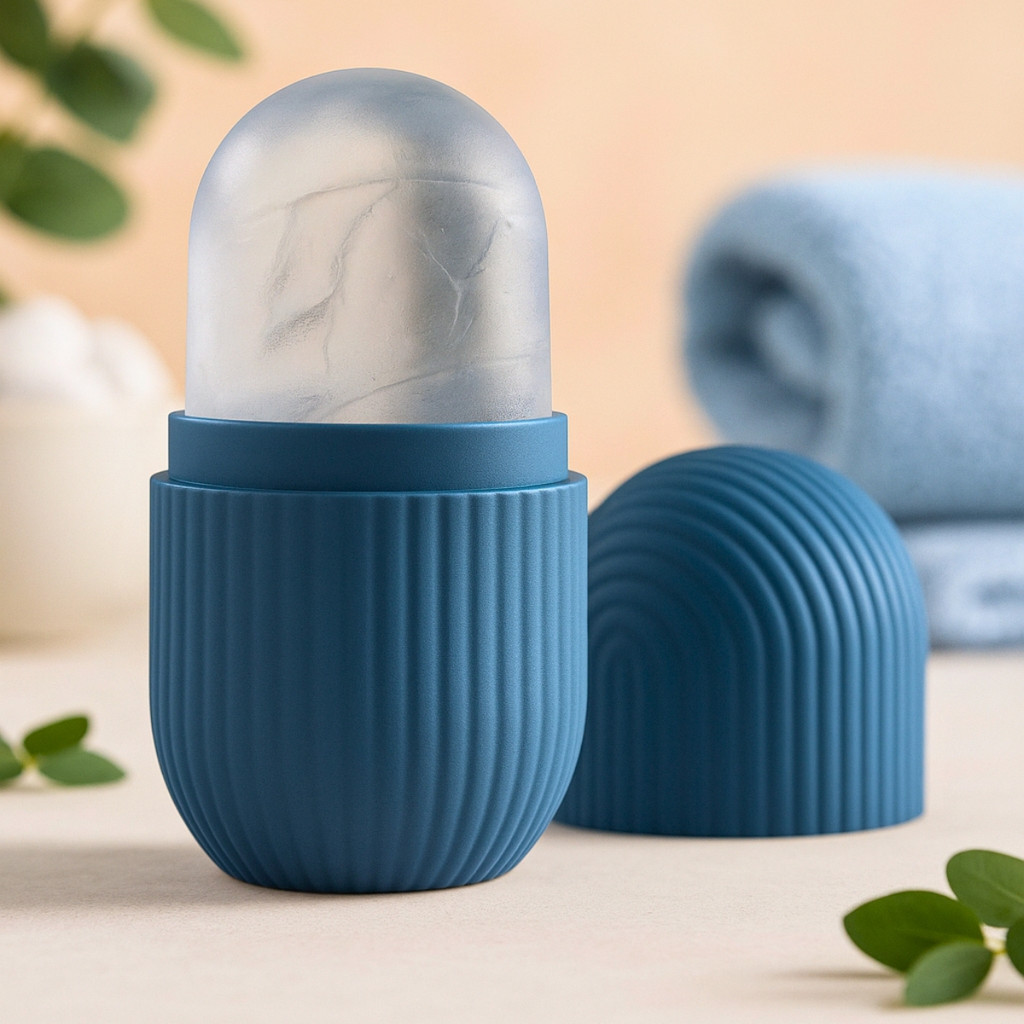 Rolo Massageador Facial Com Gelo Silicone Calmante para Rosto