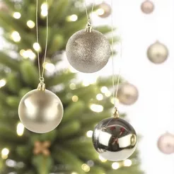 Bolas de Natal em Tubo - Champagne Fosco com Glitter - 5x5cm - 6 unidades - Cromus - Rizzo