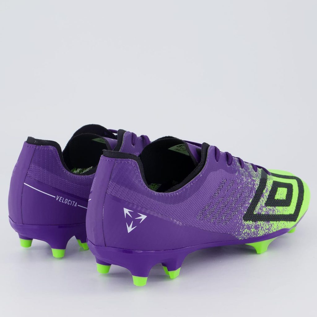 Detalhes do Chuteira Umbro Velocita Décimo Premier Campo Roxo e Verde