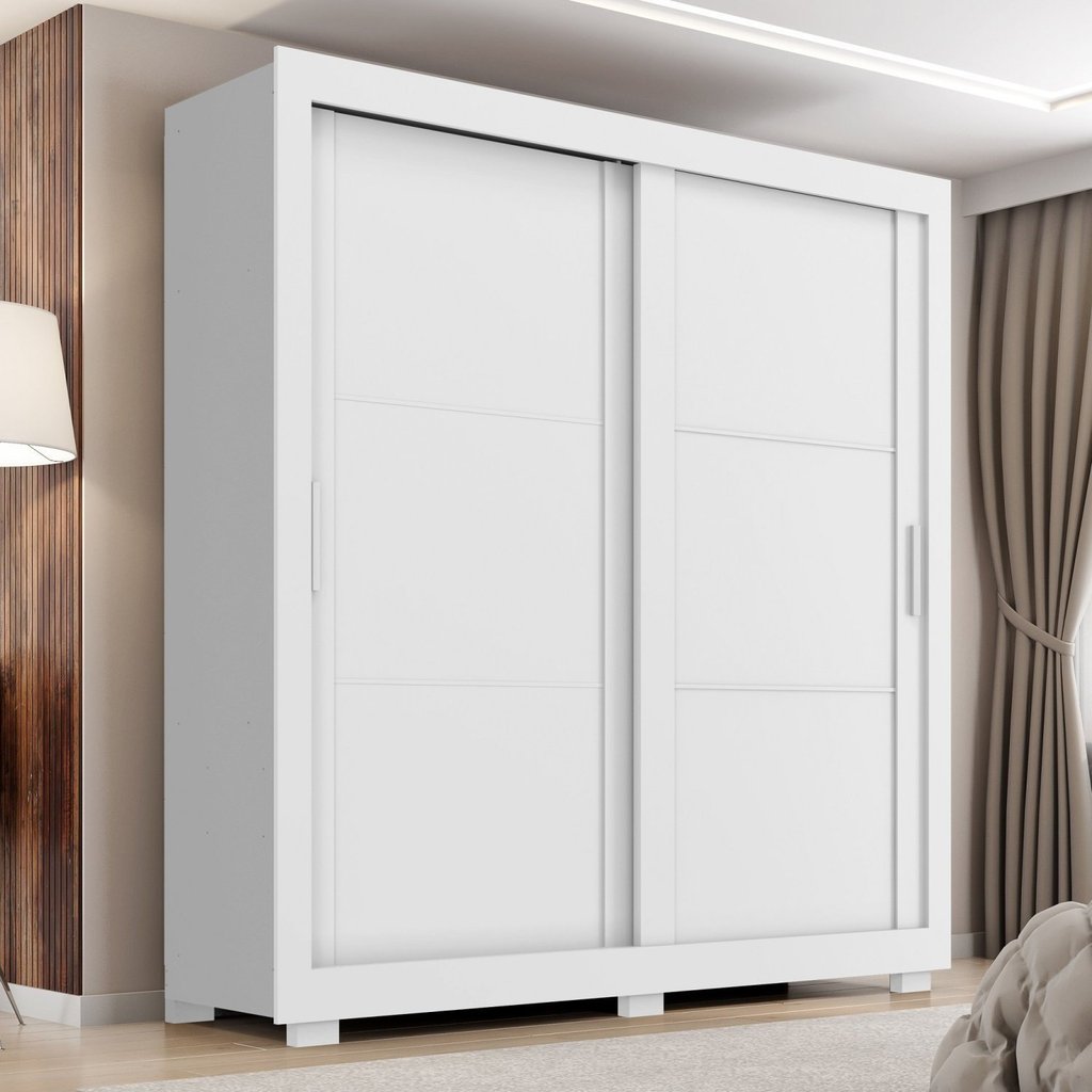 Guarda Roupa Casal Titanium 2 Portas de Correr 4 Gavetas Branco Absoluto em Oferta na Shopee