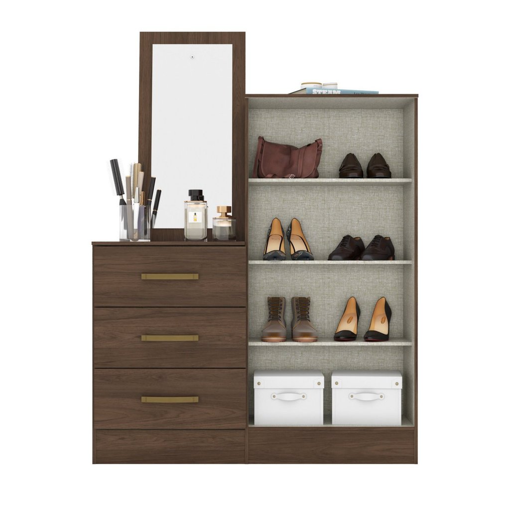 Detalhes do Cômoda com Espelho 2 Portas 3 Gavetas Briz Castanho HP