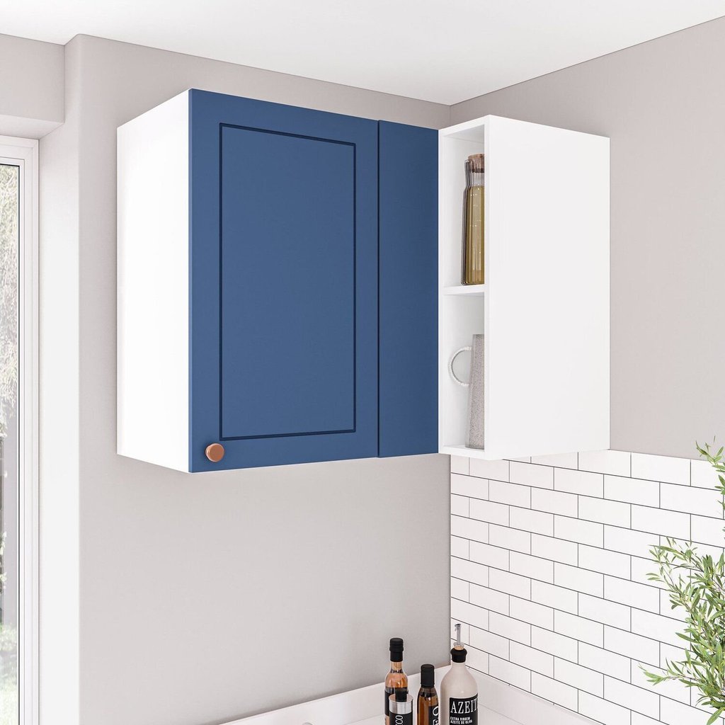 Armário de Canto Aéreo Pérola Yescasa Azul/Branco em Oferta na Shopee