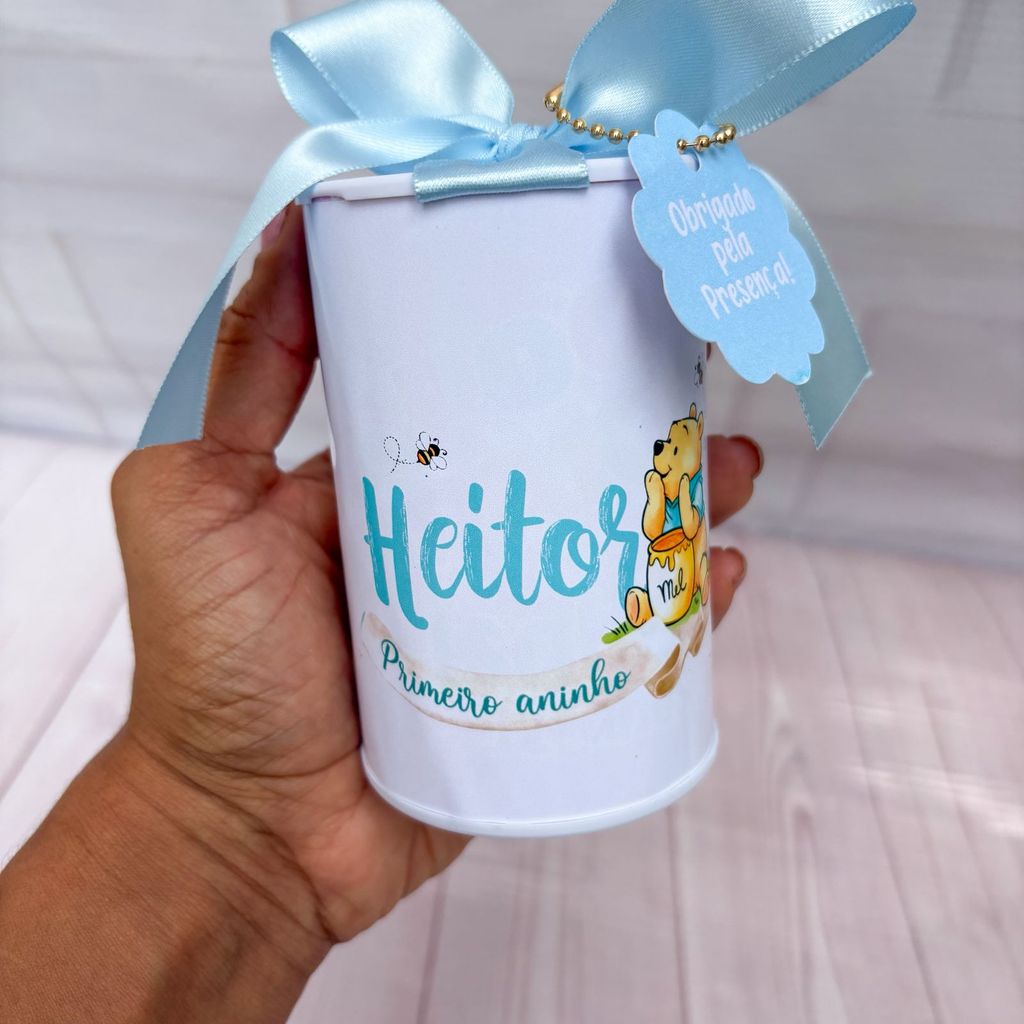 Cofrinhos Personalizados Ursinho Pooh Clean - 10x6cm Lembrancinha Festa Infantil Aniversário