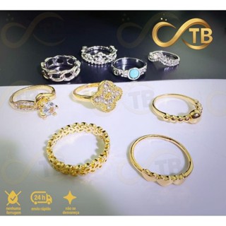 TB Shop Moda Conjunto de 4 peças de Anel de eternidade infinito banhados a ouro e prata em aço inoxi em Oferta na Shopee