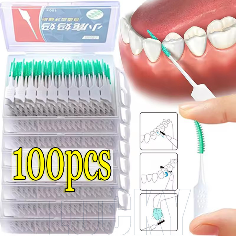 20-100 Unidades De Escovas Interdentais Descartáveis De Gel Macio-Escova De Limpeza De Aparelho Ortodôntico De Linha Fio em Oferta na Shopee
