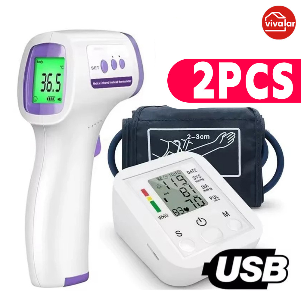Bracadeira + Monitor Pressao Arterial Eletronico + Termómetro Infravermelho Ultravioleta Testa em Oferta na Shopee