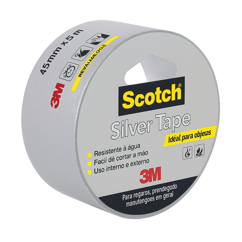 Fita Adesiva 3M Silver Tape 45mm x 5m Impermeável para Reparo e Vedação