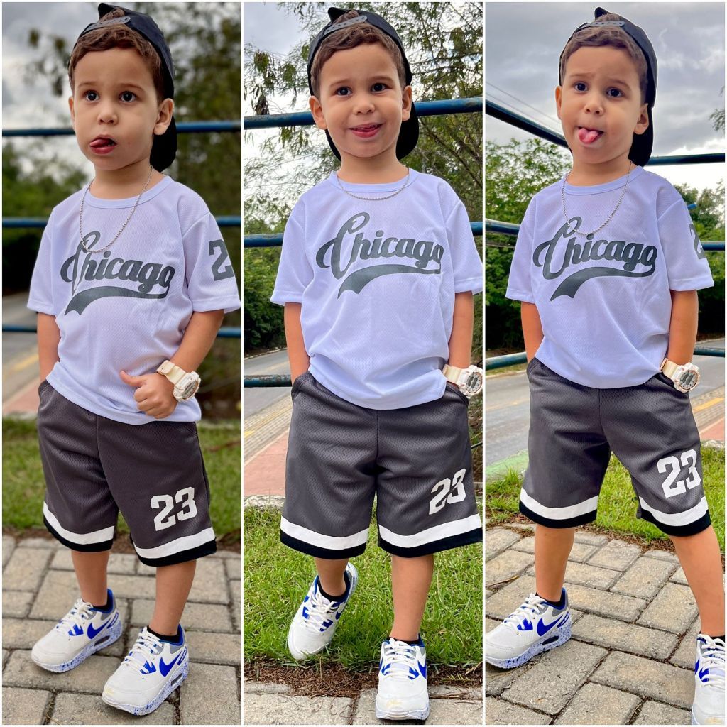 Conjuntos Masculino Moda Infantil Roupa de Menino camisa + bermuda Lançamento