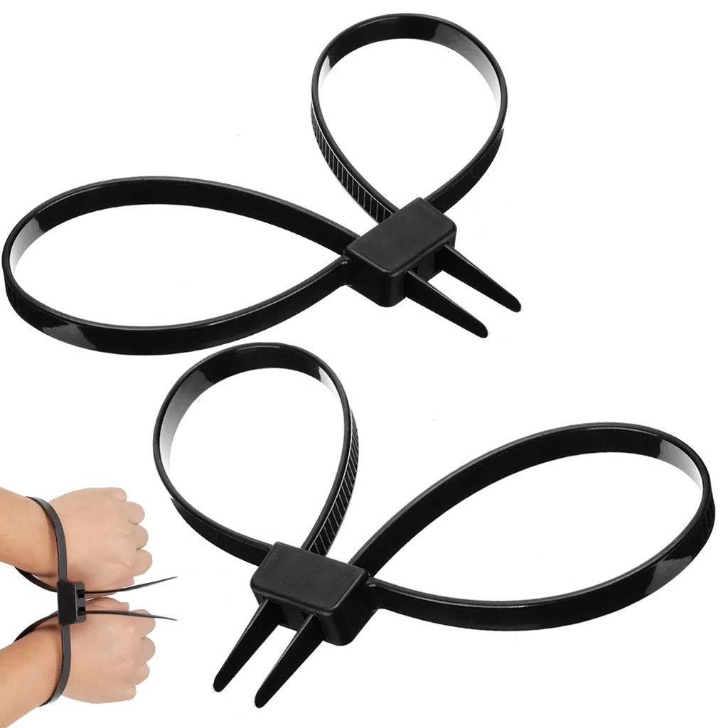 Algemas Braçadeira Policia Dupla Flexivel Descartavel Kit 2 Uni Segurança Proteçao