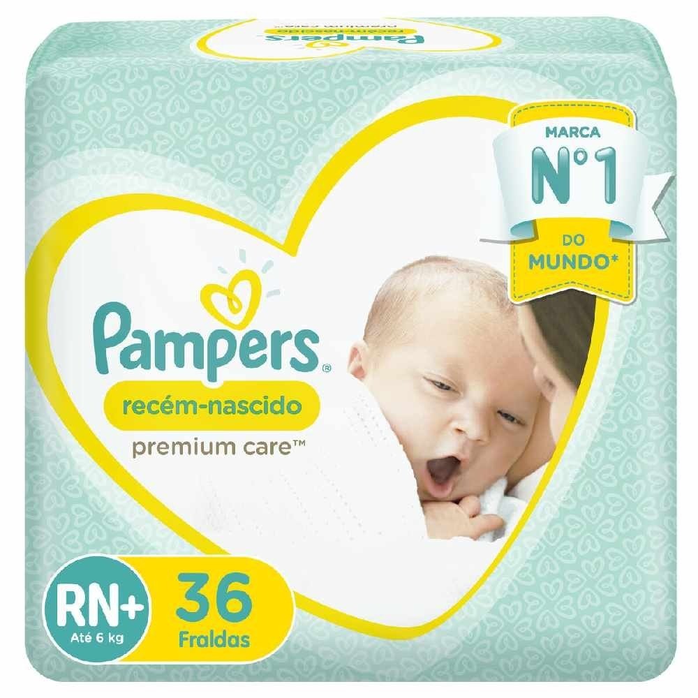 Fralda Pampers Premium Care Recém-nascido Rn+ Com 36 Unidades em Oferta na Shopee