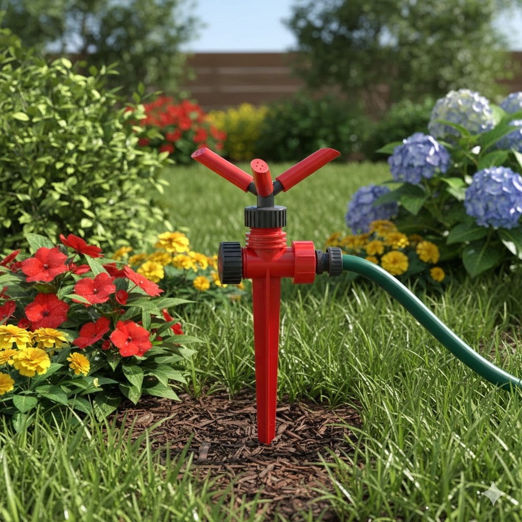 Irrigador Aspersor Giratório 360 Tipo Espiga com 3 Jatos para Jardim Grama Horta Automático
