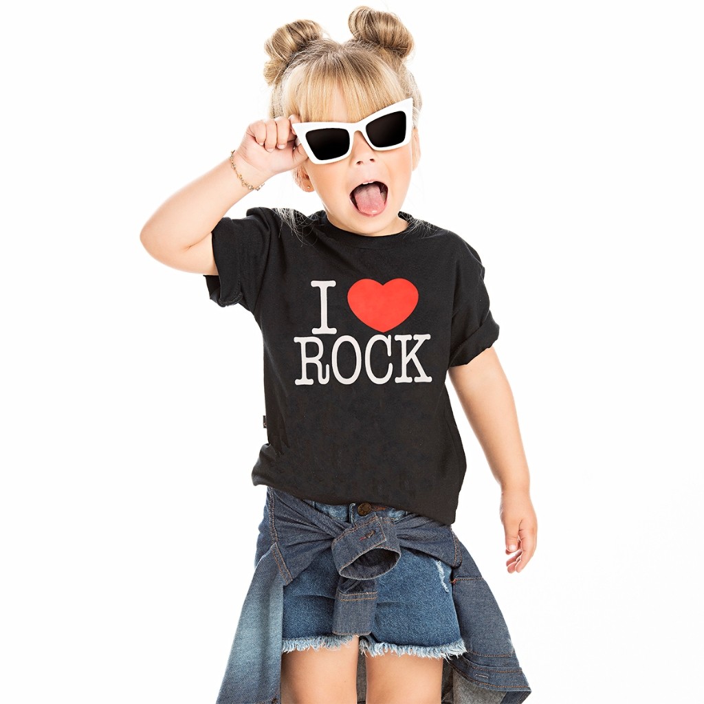 Camiseta Infantil I Love Rock 100% algodão