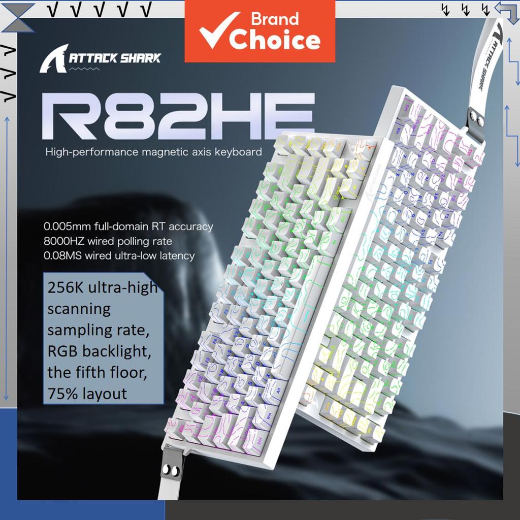 ATTACK SHARK R82HE Teclado para E-Sports com Eixo Magnético, Layout 75%, 8KHz, Precisão RT 0,005mm, Taxa de Amostragem — oferta na Shopee