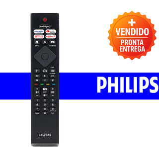Controle Remoto Compatível Smart TV Philips Ambilight Com Atalhos Netflix Prime Video YouTube