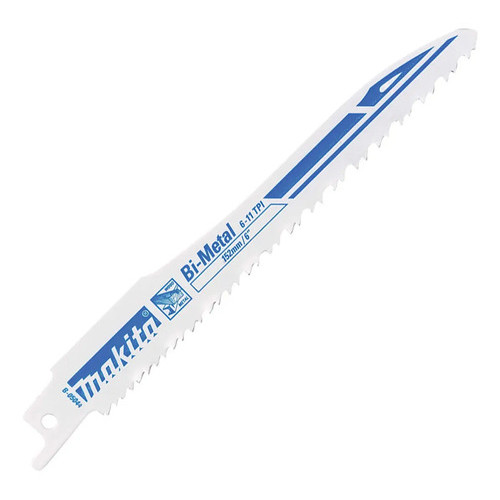 Lâmina Serra Sabre Makita B-05044 Bi-Metal 152mm 6-11 Dentes Profissional Corte Metal Madeira Espessura 0.9mm Unidade