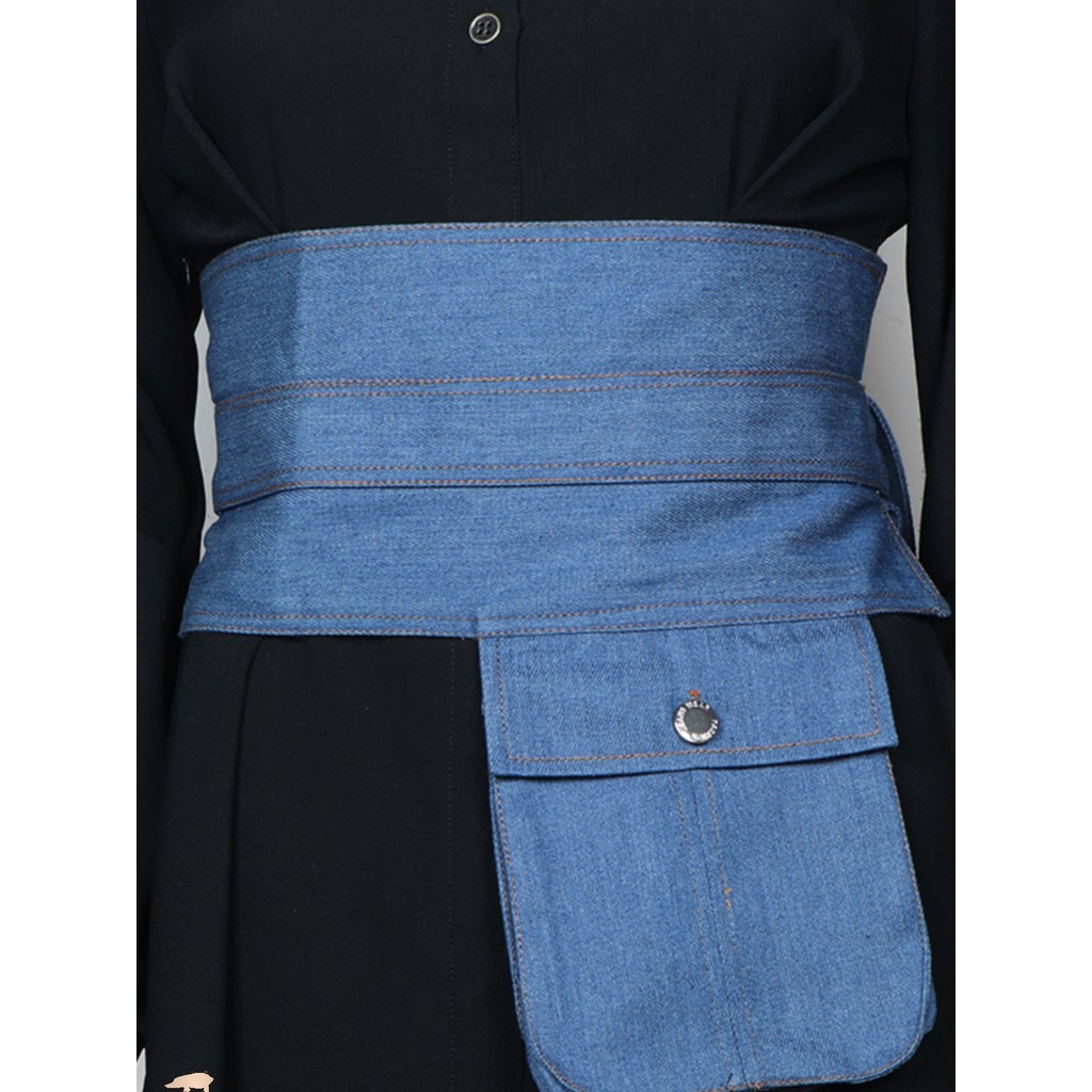 Denim pequeno saco cinto versão coreana moda denim órgão bolso forma cinto feminino moda espartilho exterior acessórios