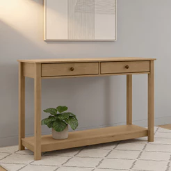 Aparador Madeira Maciça Para Sala 2 Gavetas 120cm Ethos F06 Freijó - Lyam Decor