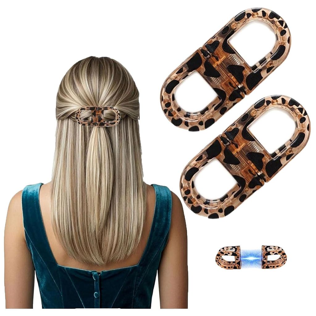 2 presilhas magnéticas para cabelo feminino, leves, decorativas, com fixação segura, presilhas de cabelo com forte aderê