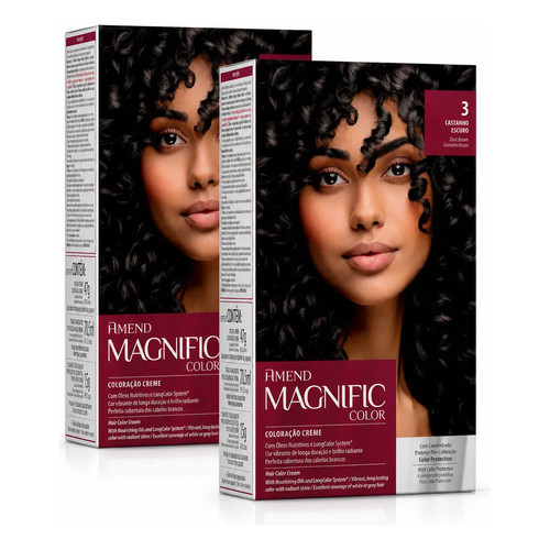 Kit 2 Coloração Creme Amend Magnific Color 3 Castanho Escuro 3 Castanho Escuro