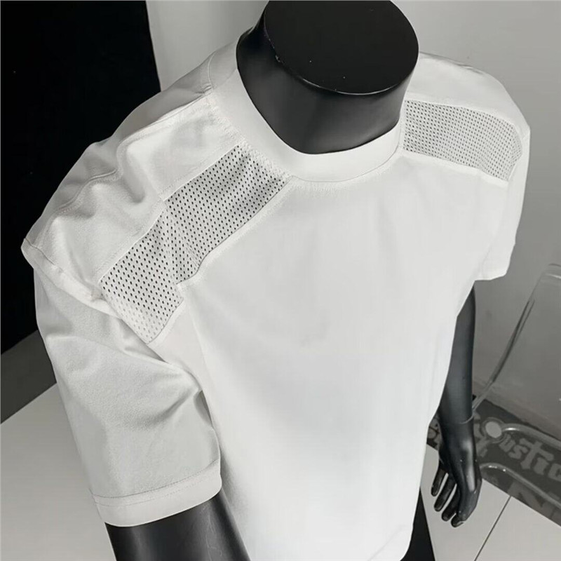 Malha de seda gelo de secagem rápida legal de manga curta masculina verão legal respirável Casual Formal ombro camiseta 