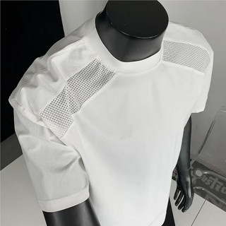 Malha de seda gelo de secagem rápida legal de manga curta masculina verão legal respirável Casual Formal ombro camiseta 