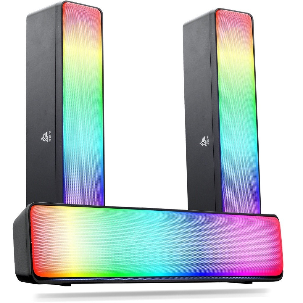 Caixa De Som Speaker Soundbar Pc Gamer LED RGB Note Computador P2 USB