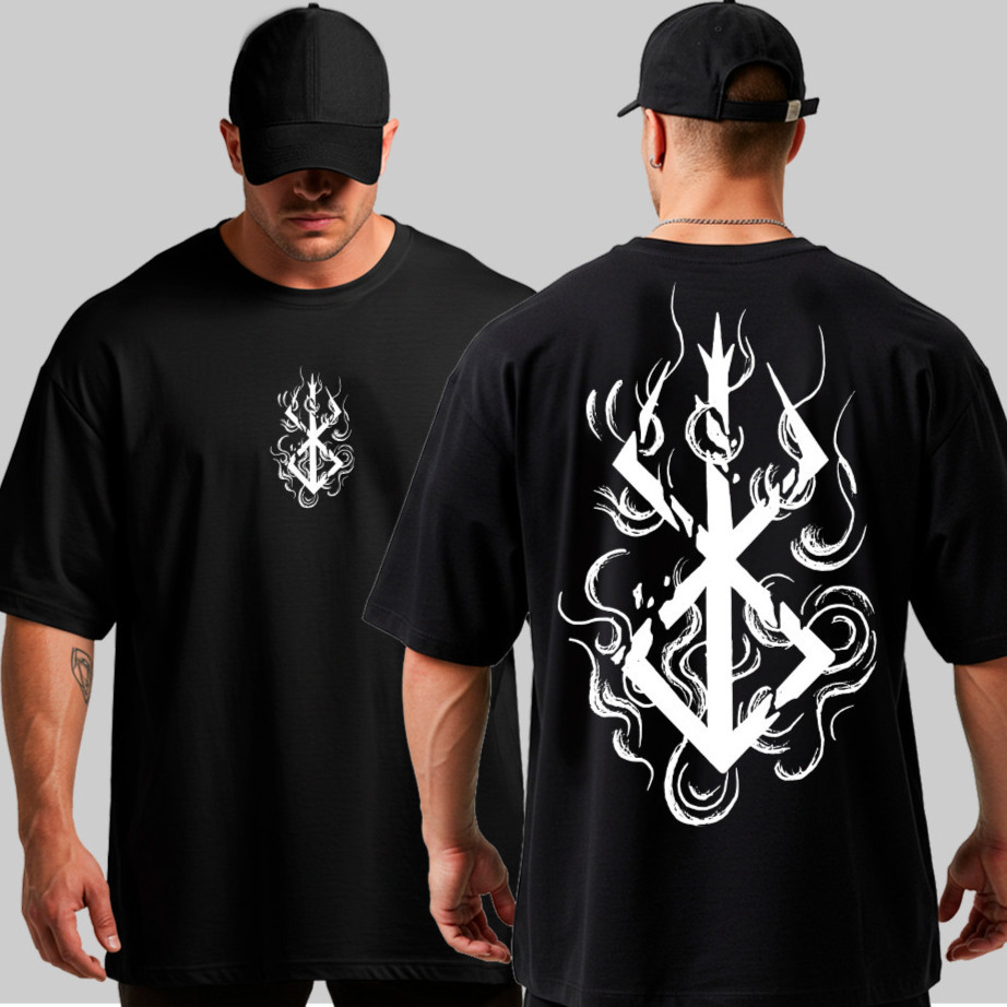 Camiseta Oversized Berserk Sacrifício Simbol Grande Algodão Streetwear Academia 0376
