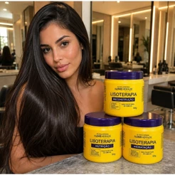 Kit Cronograma Capilar Lisoterapia Tratamento 300g 3 Mascaras Hidratacao, Nutricao e Reconstrucao