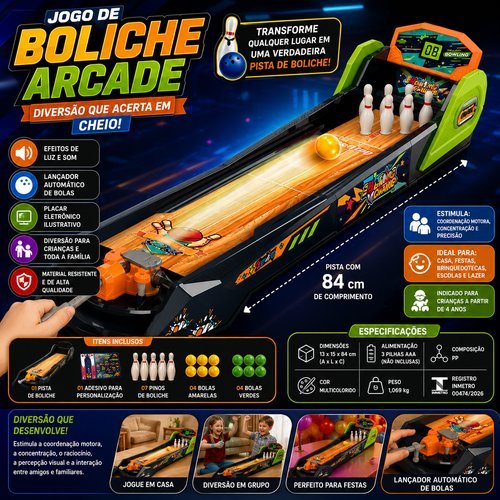 Jogo Boliche Infantil Diversao Educativo Interativo Brinquedo Colorido Arcade