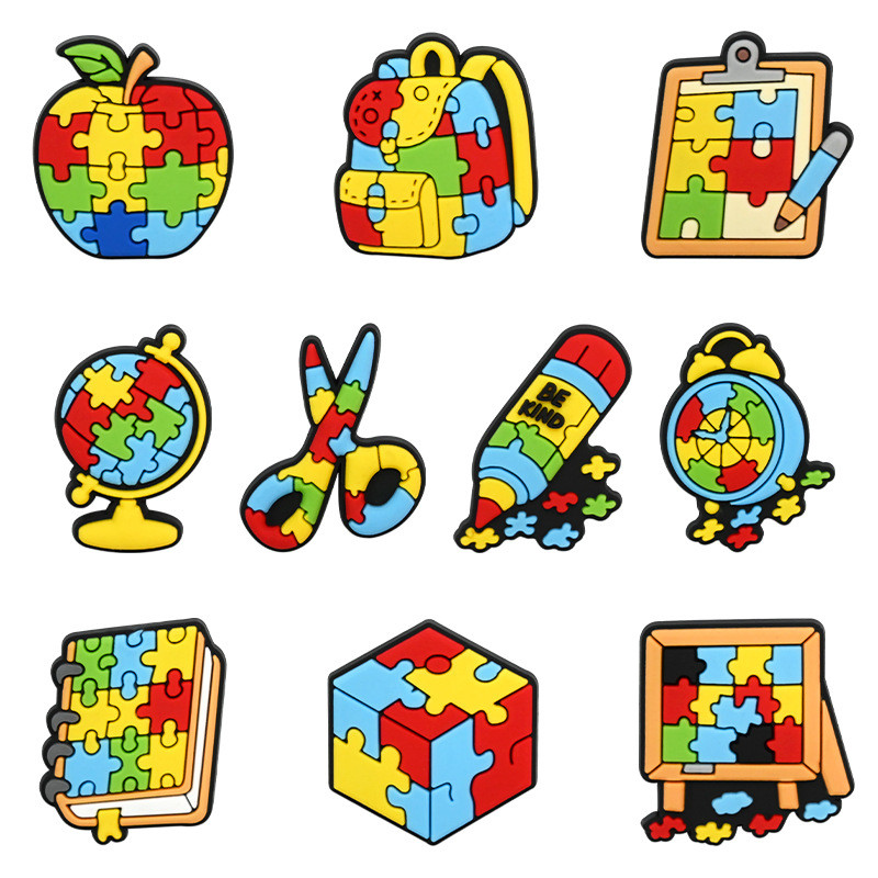 DIDOU Julho Novos Encantos De Sapato Acessórios Autismo Sandálias Pingente Botão Pinos Colorido Quebra-Cabeças Presentes