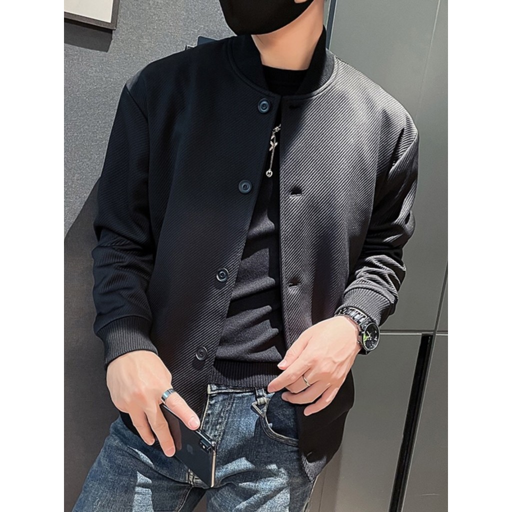 Primavera outono rufião bonito gola alta jaqueta masculina estilo coreano Street Wear ferramentas uniforme de beisebol m
