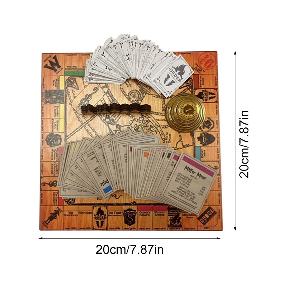 Wizard‑Themed Monopoly Board Game Complete Game Set Wooden‑Style Game Board Cards Tokens Family Party Tabletop Game