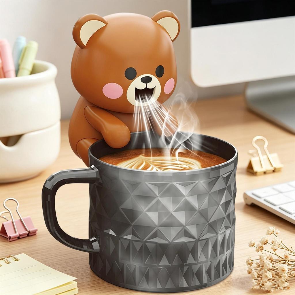 Clipe Em Mini Ventilador Para Copo E Tigela , Formato De Urso Fofo , Portátil , De Comida Café , Bebida , Chá , De Água